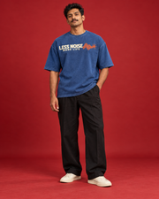 LESS NOISE MORE LIFE blue tee wide upper chest front