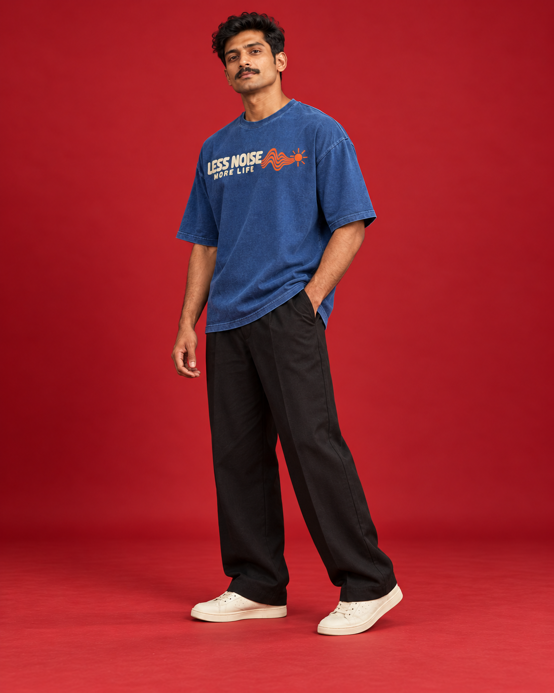 LESS NOISE MORE LIFE upper chest print side