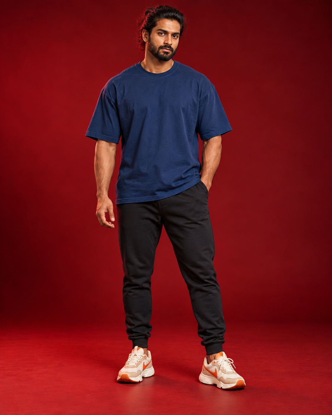 LIFT HEAVY STAY HUMBLE men's blue tee Front view