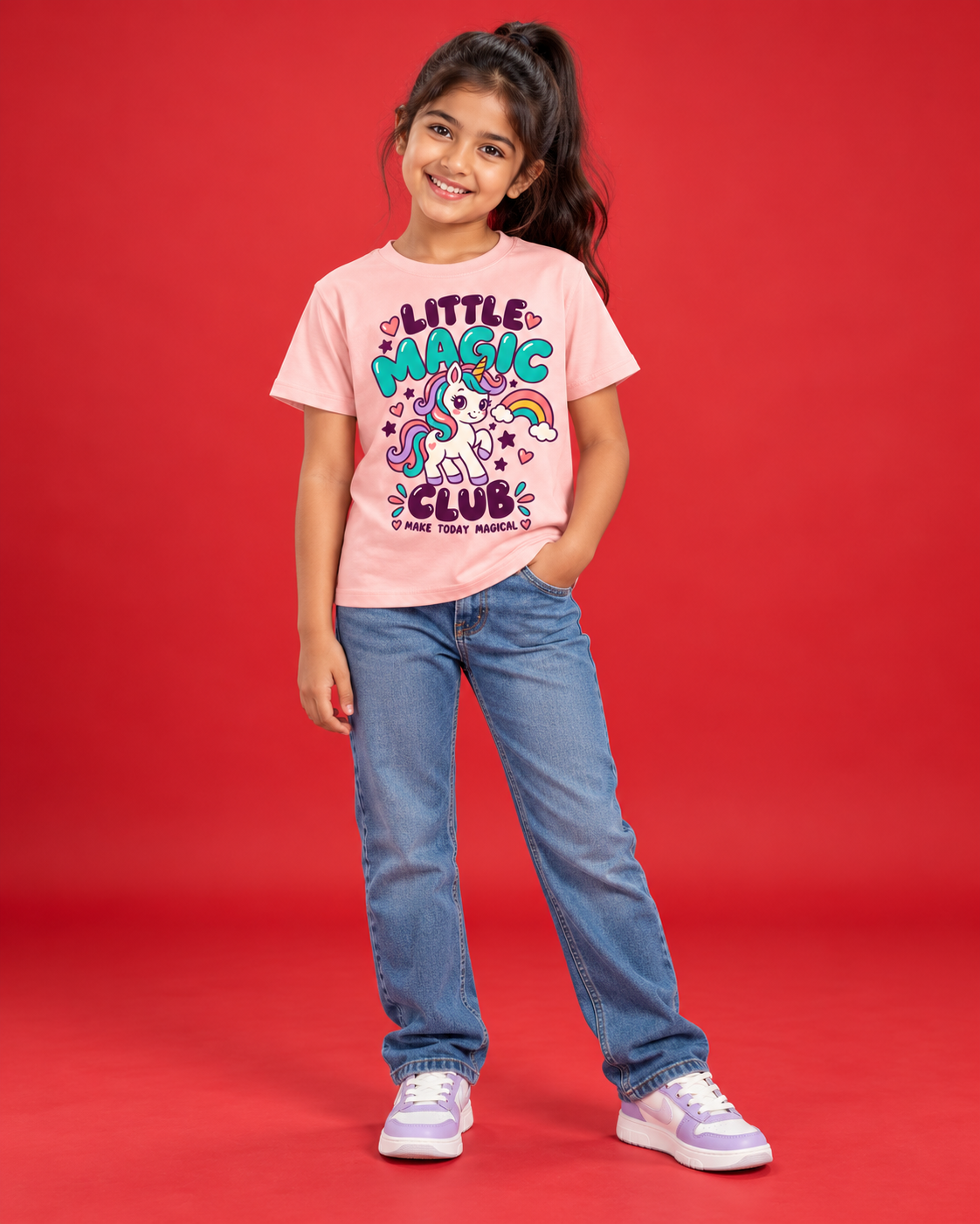 Little Magic Club pink kids tee front