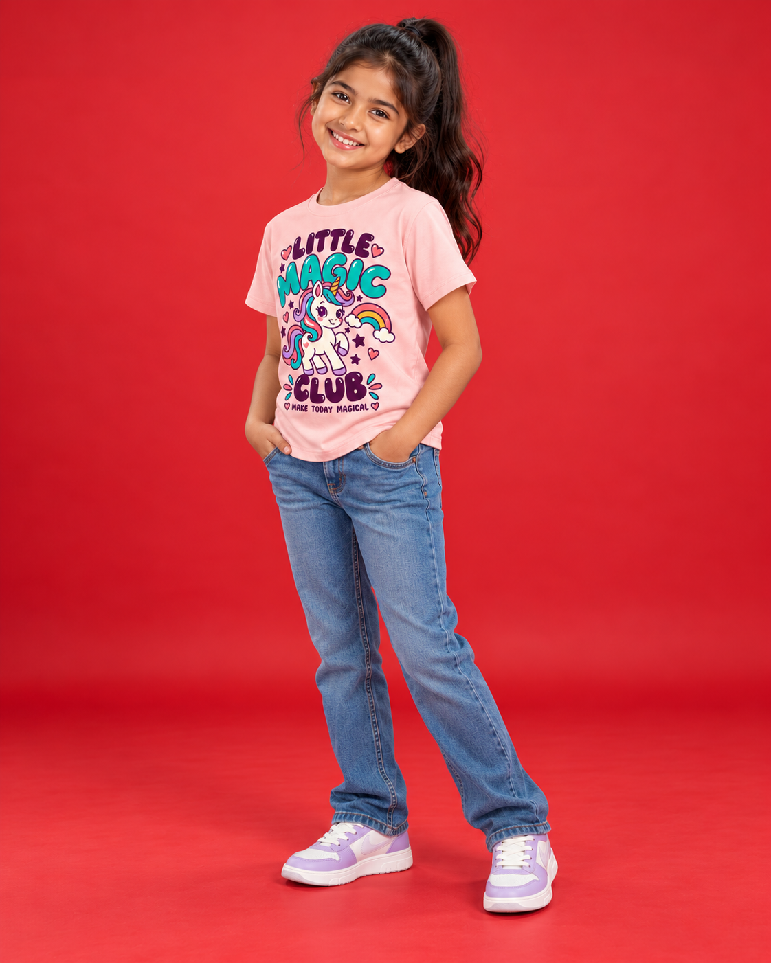 Little Magic Club pink kids tee side