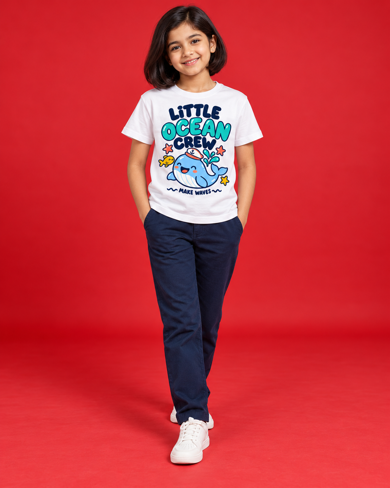 LITTLE OCEAN CREW — KIDS WHITE T-SHIRT