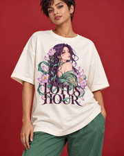 LOTUS HOUR lavender jade manga print cotton close-up