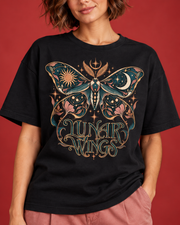 LUNAR WINGS celestial moth print cotton close-up