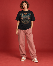 LUNAR WINGS women's black oversized tee front