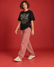 LUNAR WINGS women's black oversized tee side