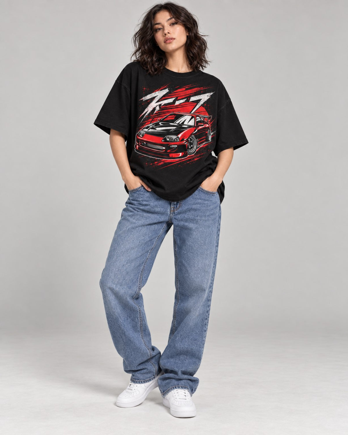 Midnight Run Racing women oversized black T-shirt full front