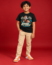 Mini Pit Crew black kids tee front