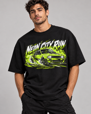 Neon City Run oversized T-shirt close-up
