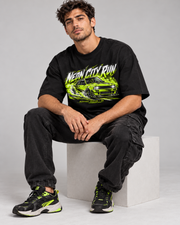 Neon City Run oversized T-shirt seated