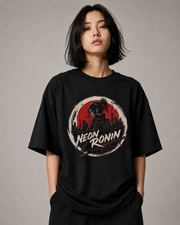 Neon Ronin women's oversized T-shirt close-up