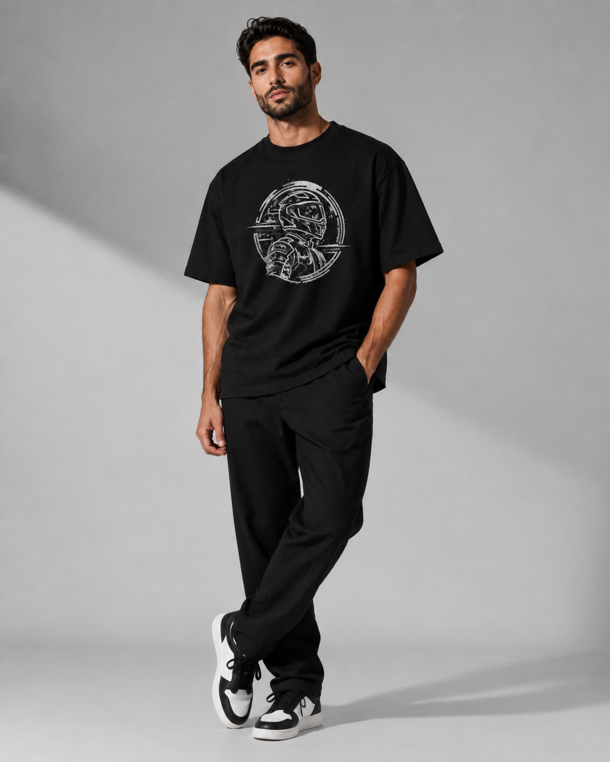 Night Rider Orbit black oversized T-shirt full front