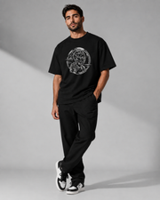 Night Rider Orbit black oversized T-shirt full front
