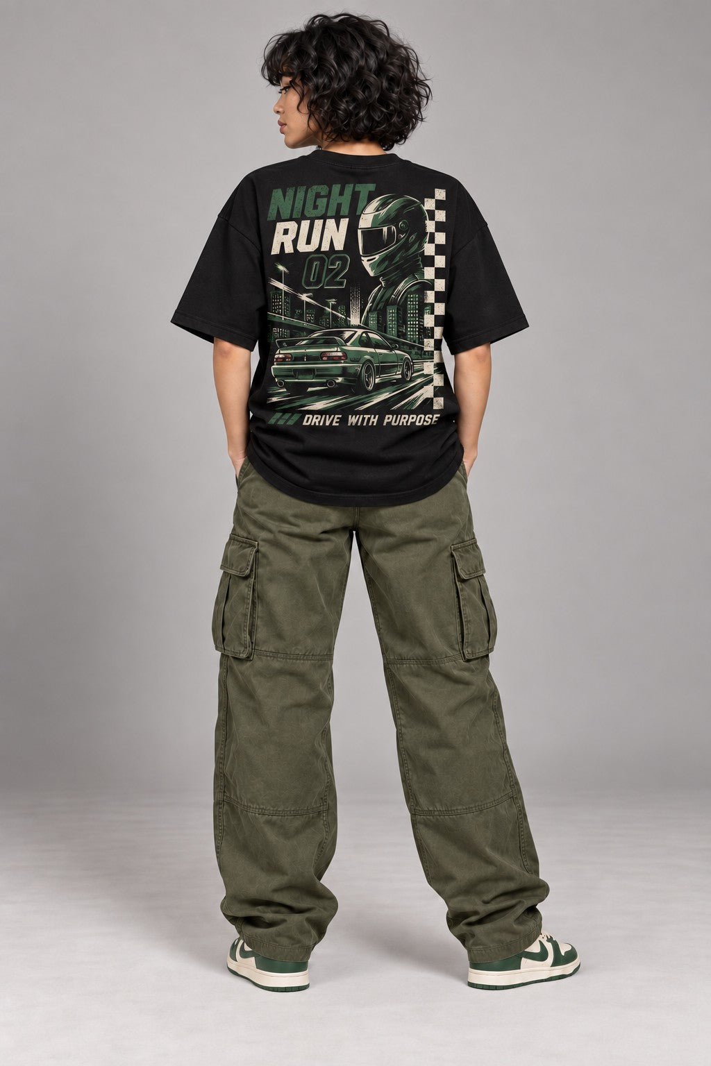 Night Run 02 Drive With Purpose oversized T-shirt back view