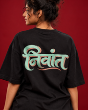 NIVANT Marathi typography black tee Close view