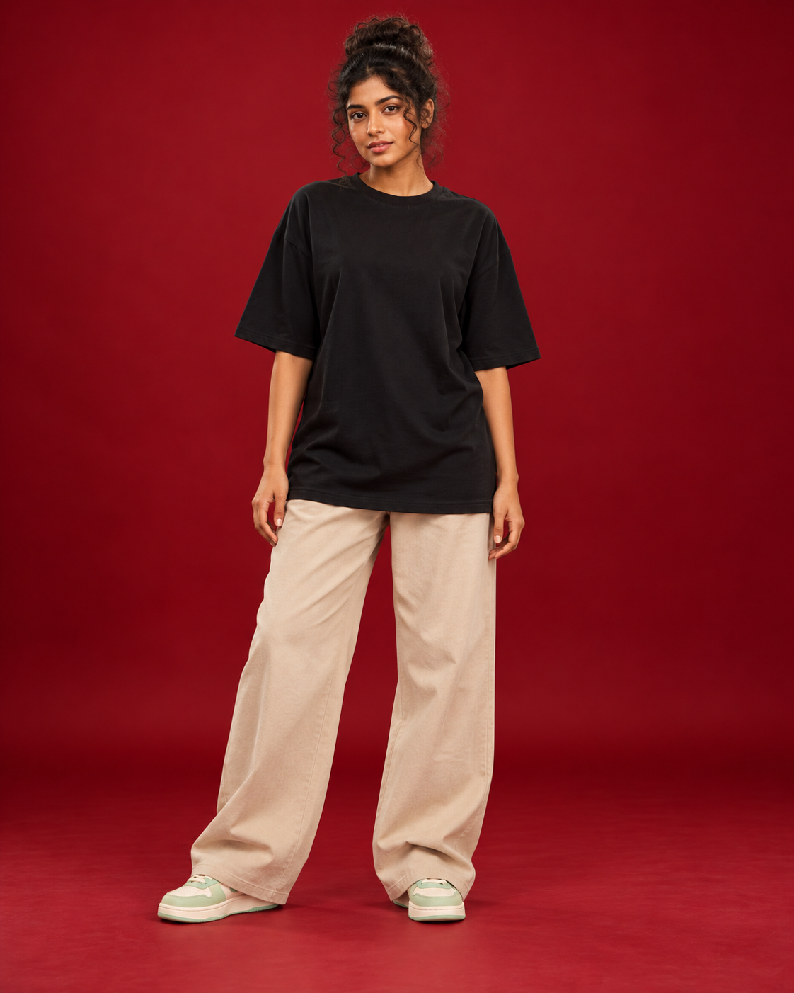 NIVANT Marathi typography black tee Front view