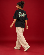 NIVANT Marathi typography black tee Side view