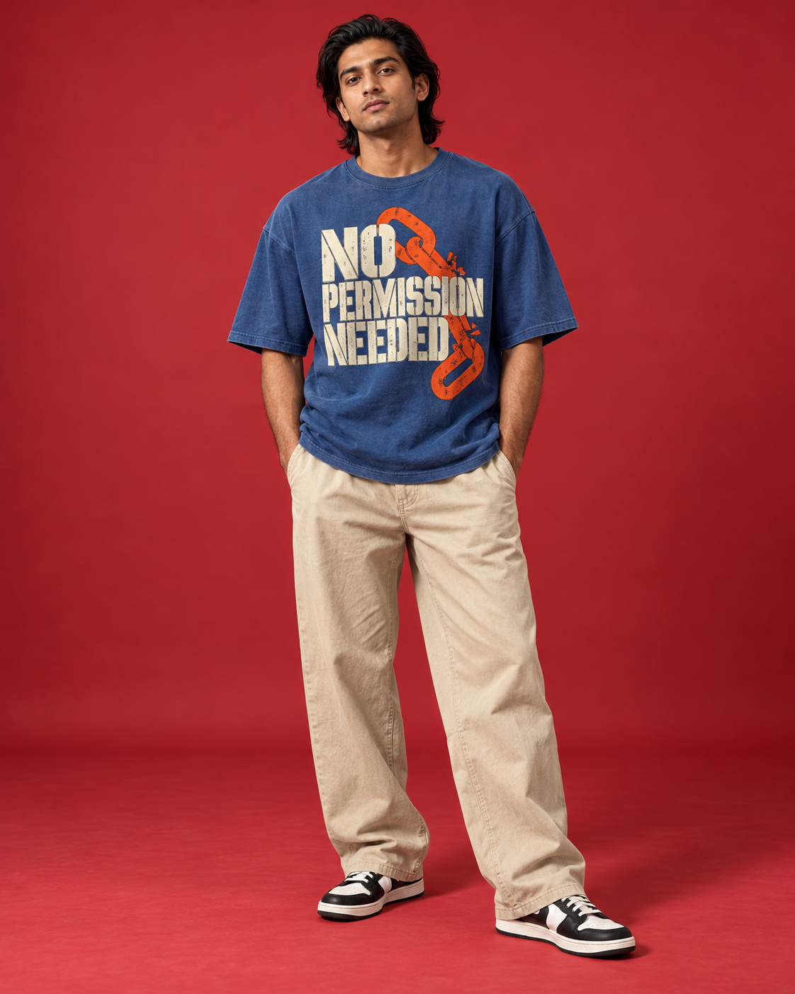 NO PERMISSION NEEDED men's blue tee front