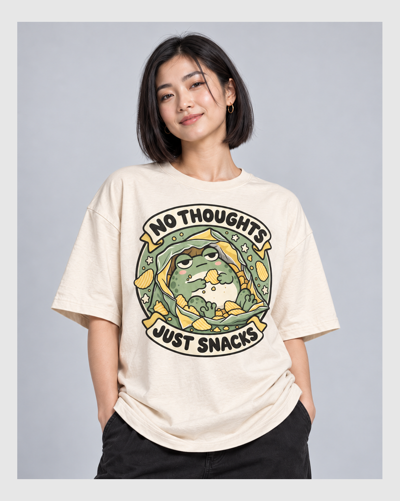 NO THOUGHTS JUST SNACKS OVERSIZED T-SHIRT
