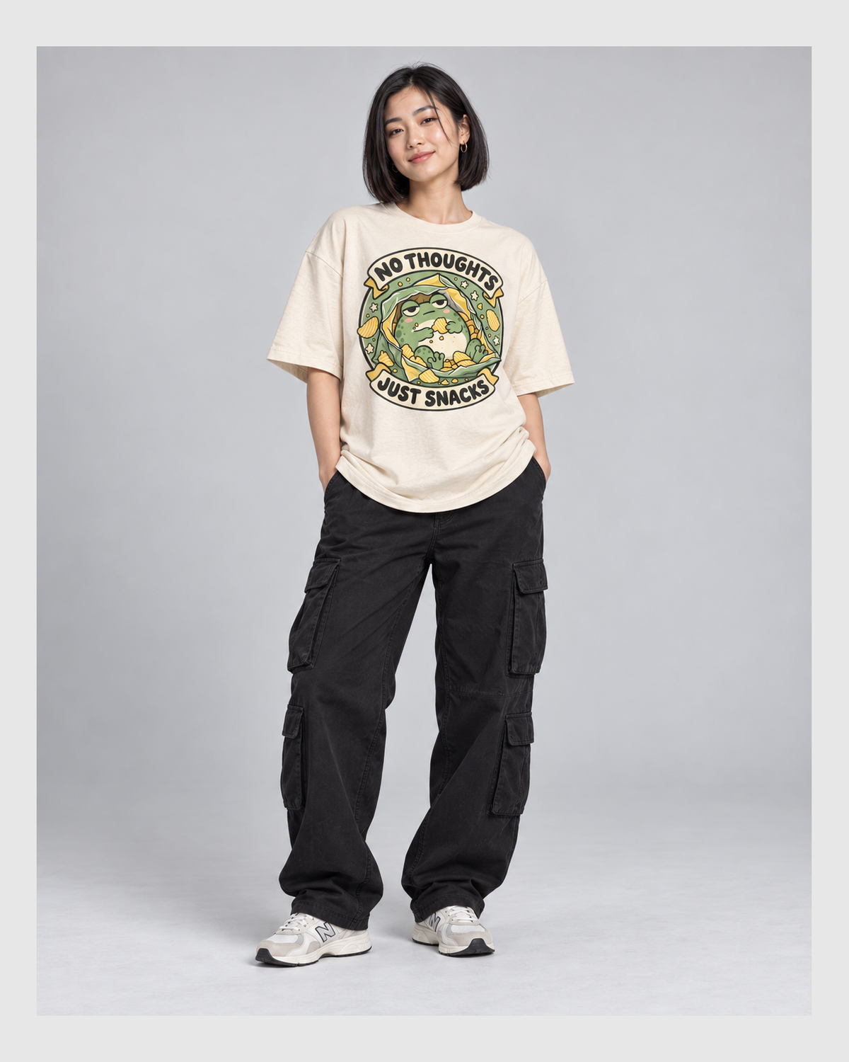 NO THOUGHTS JUST SNACKS OVERSIZED T-SHIRT full front