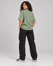 NOPE MODE WOMEN'S OVERSIZED T-SHIRT in Sage Green – clean back