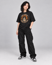 NOT TODAY NEED COFFEE WOMEN'S OVERSIZED T-SHIRT in Black – three-quarter pose