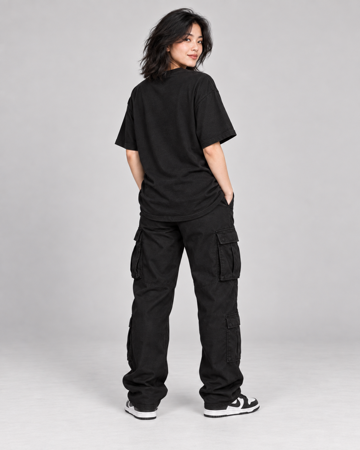 NOT TODAY NEED COFFEE WOMEN'S OVERSIZED T-SHIRT in Black – clean back