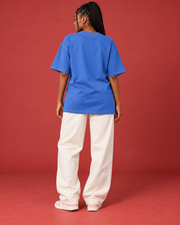 OFFLINE ANGEL plain blue oversized women's tee back
