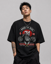 Old School 74 Born To Ride oversized T-shirt close-up