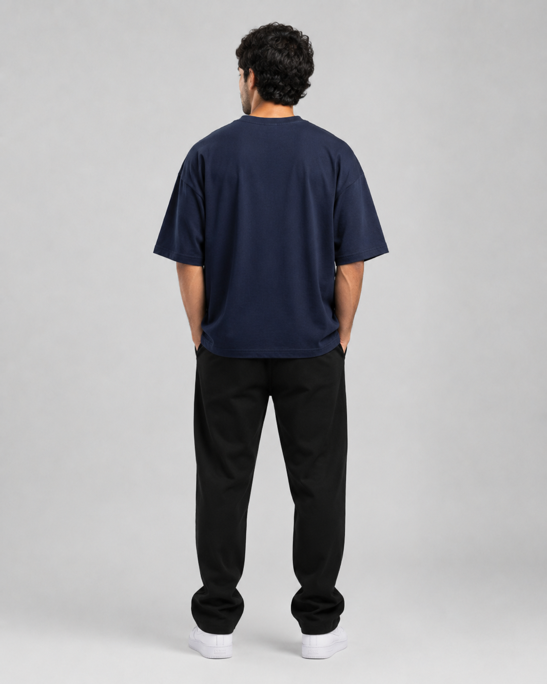 ONE MORE REP Navy Blue Oversized T-Shirt Back View