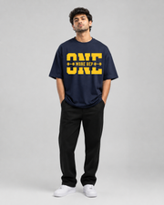 ONE MORE REP Navy Blue Oversized T-Shirt Front View