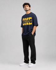 ONE MORE REP Navy Blue Oversized T-Shirt Side View