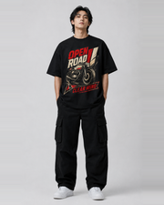 Open Road Clear Mind oversized black T-shirt full front view