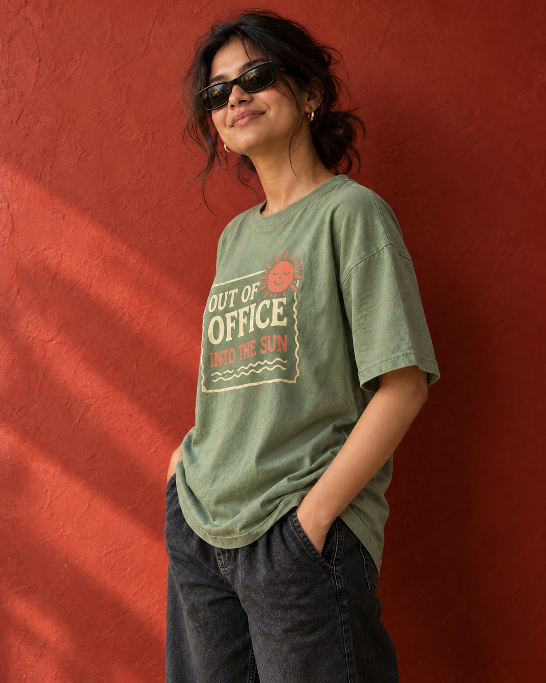 Side with sunglasses of Out of Office tee