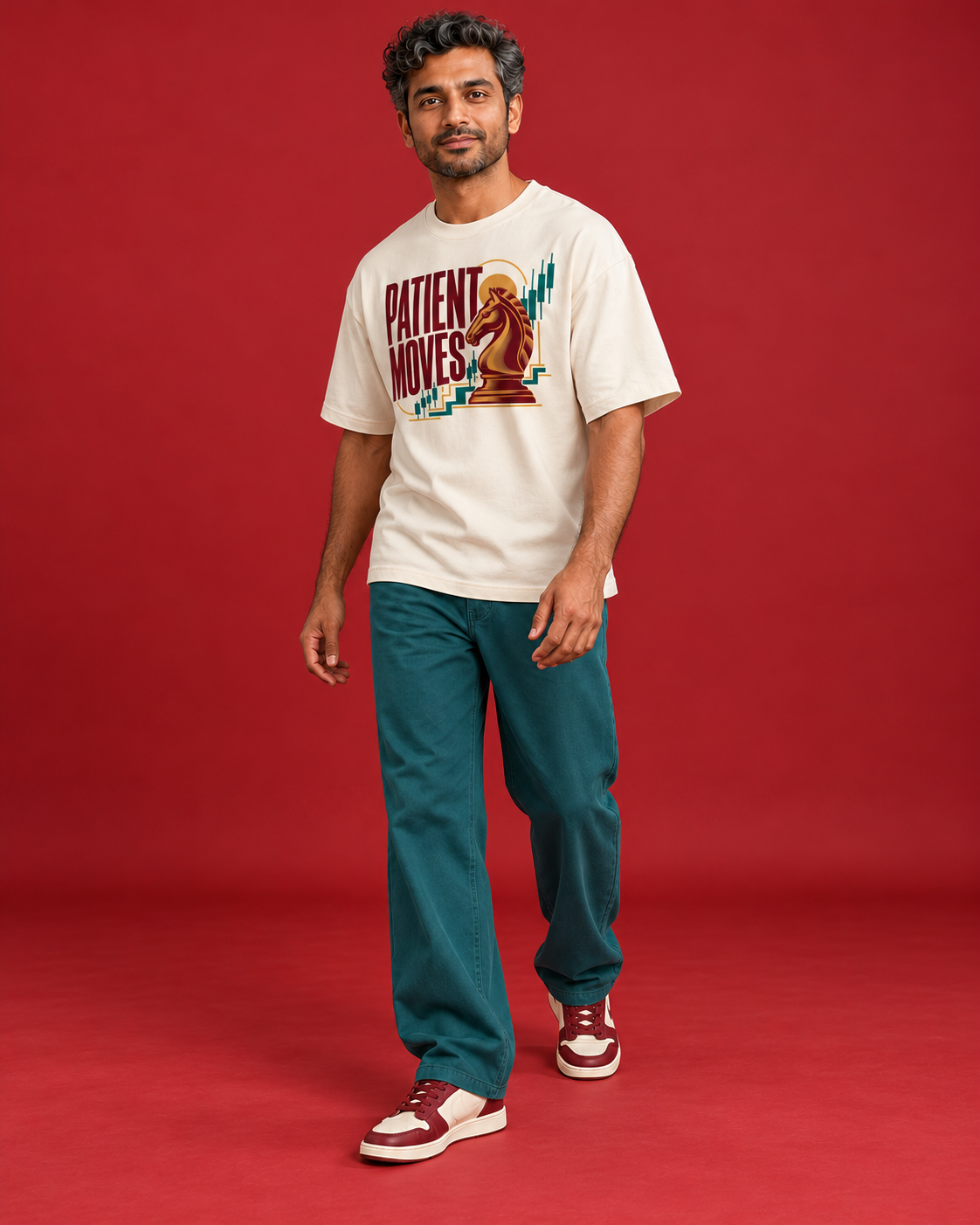 PATIENT MOVES off-white men's trading tee three-quarter view