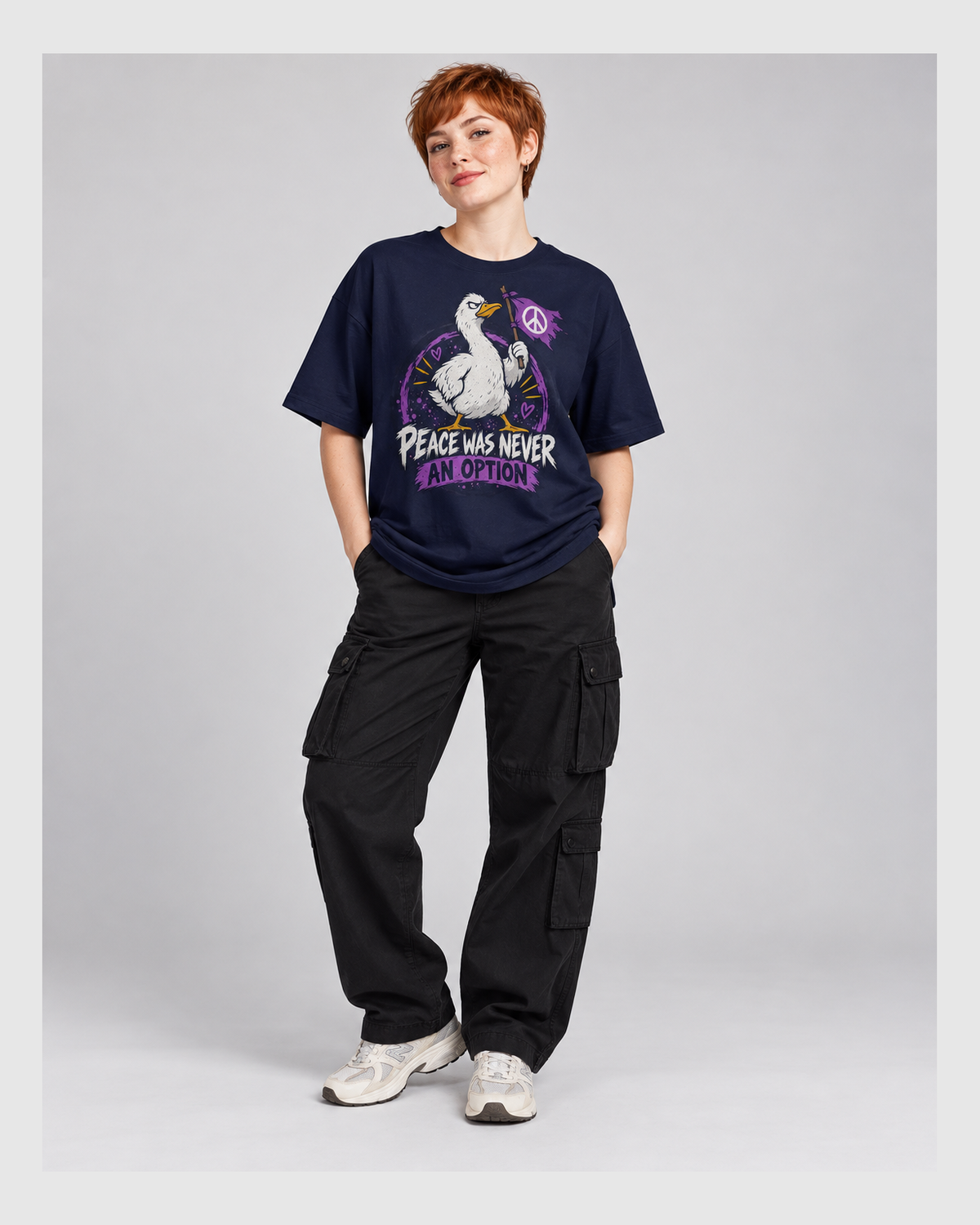 PEACE WAS NEVER AN OPTION OVERSIZED T-SHIRT full front