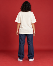 PIXEL BLOOM women's off-white oversized tee plain back