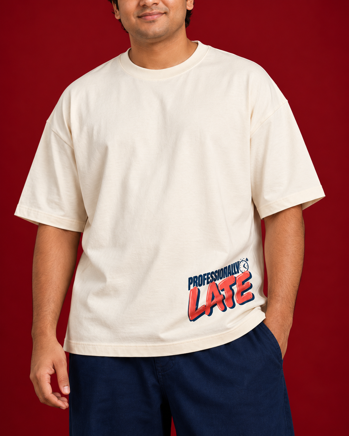 PROFESSIONALLY LATE offwhite tee Close view