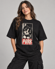 PURR Cat Women's Oversized T-shirt close-up