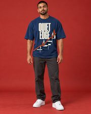 QUIET EDGE men's blue oversized tee front