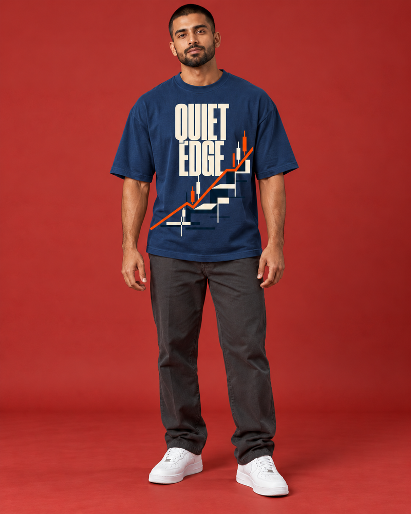 QUIET EDGE — MEN'S BLUE OVERSIZED T-SHIRT