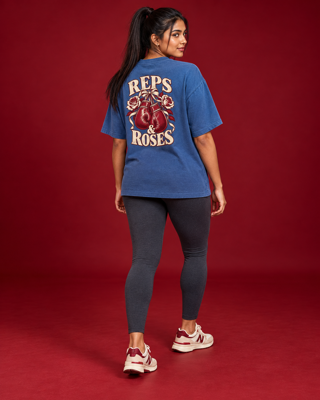 REPS & ROSES women's blue tee Back view