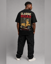 Retro Garage Classic Road black oversized t-shirt full back