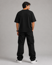 Retro Motorclub black oversized T-shirt blank back