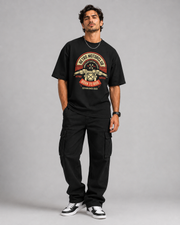 Retro Motorclub black oversized T-shirt front