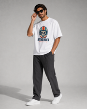 Retro Rider Premium white oversized T-shirt three-quarter pose
