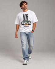 Ride To The Future oversized T-shirt — walking view