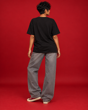 Riding Zen women's black oversized T-shirt plain back view