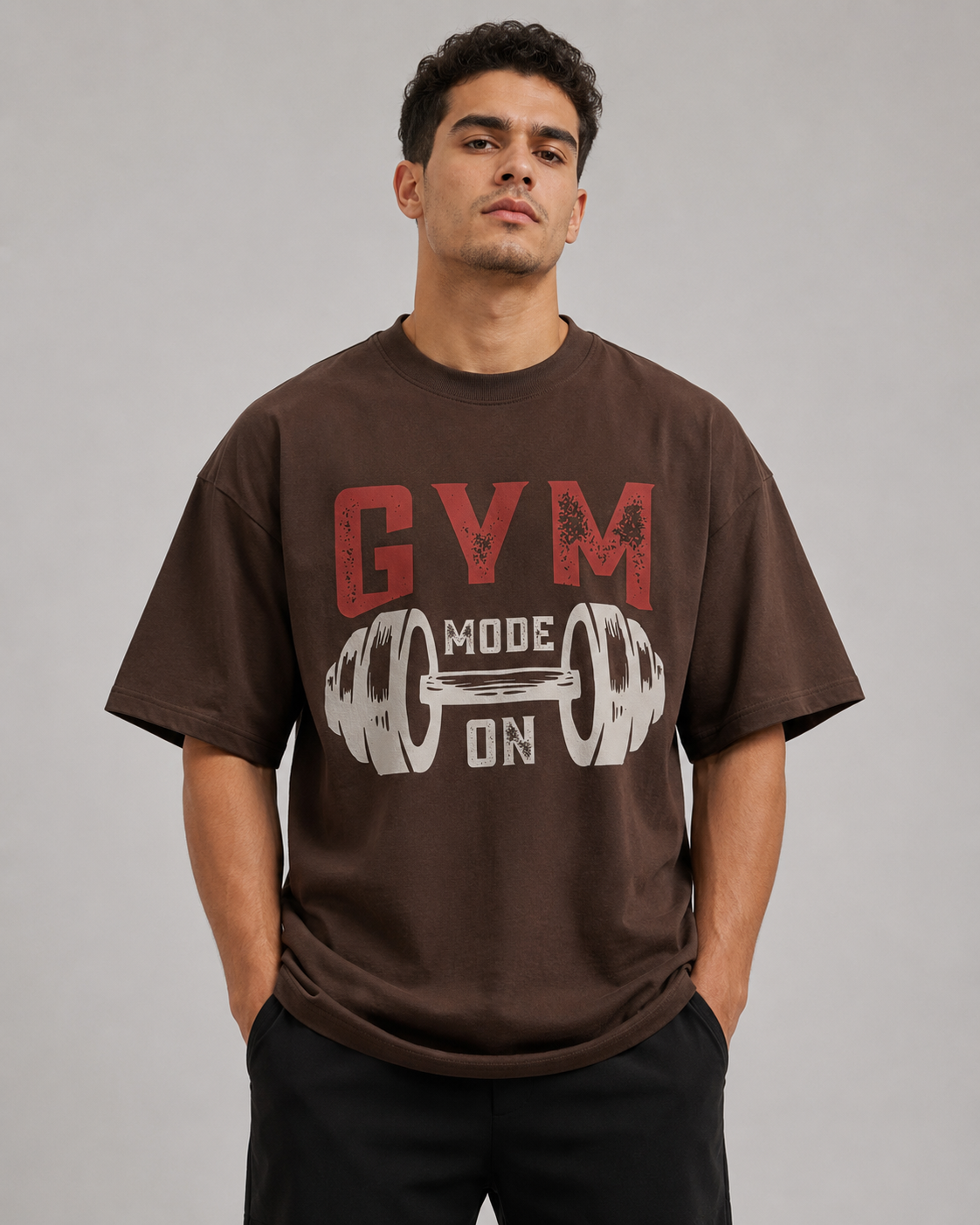 GYM MODE ON OVERSIZED T-SHIRT