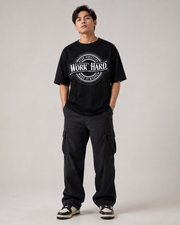 WORK HARD OVERSIZED T-SHIRT- BLACK